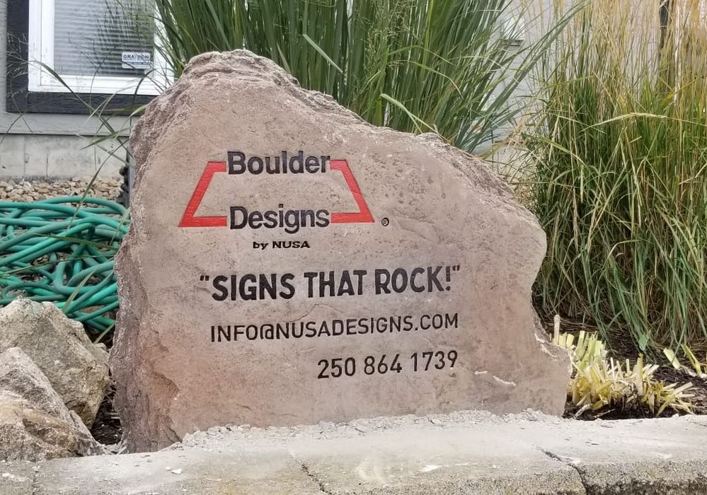 Making boulder signage for personal or business use in Okanagan Boulder Designs